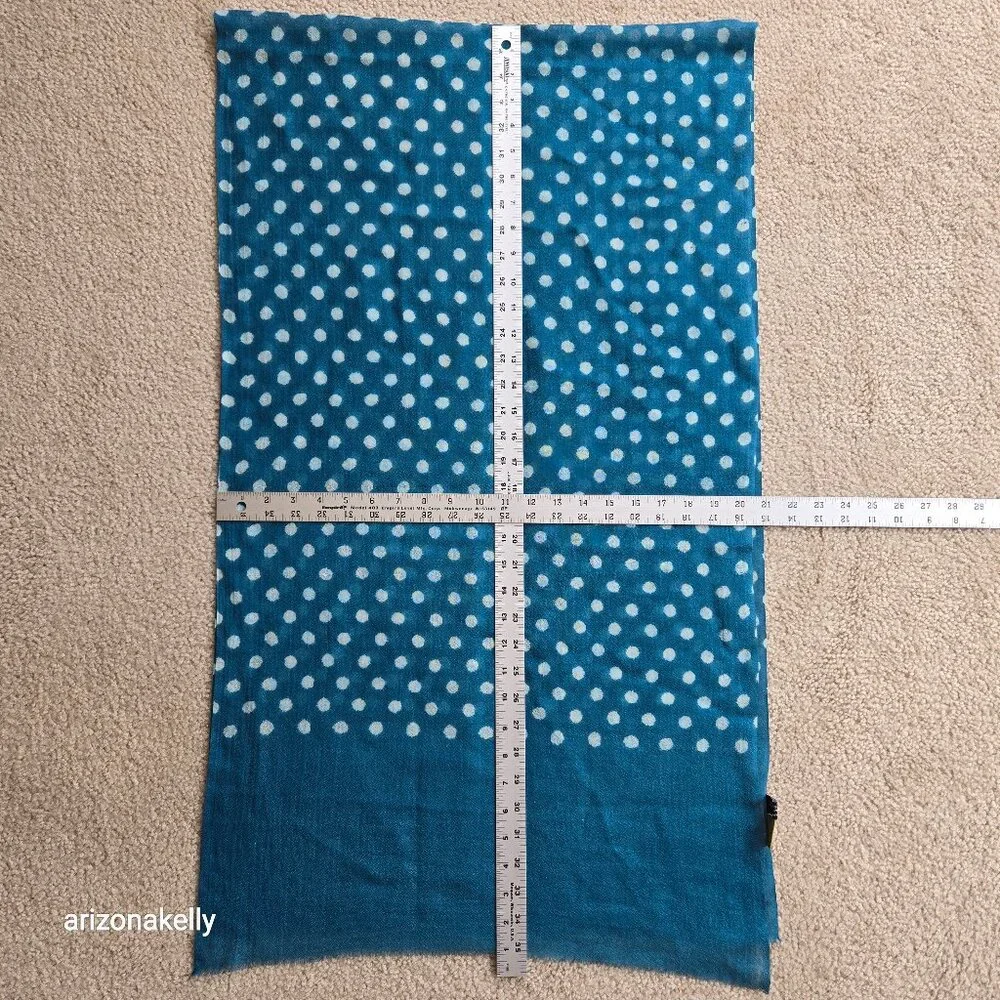 Wool/Silk Lightweight Polka Dot Scarf Blue - Picture 2 of 10